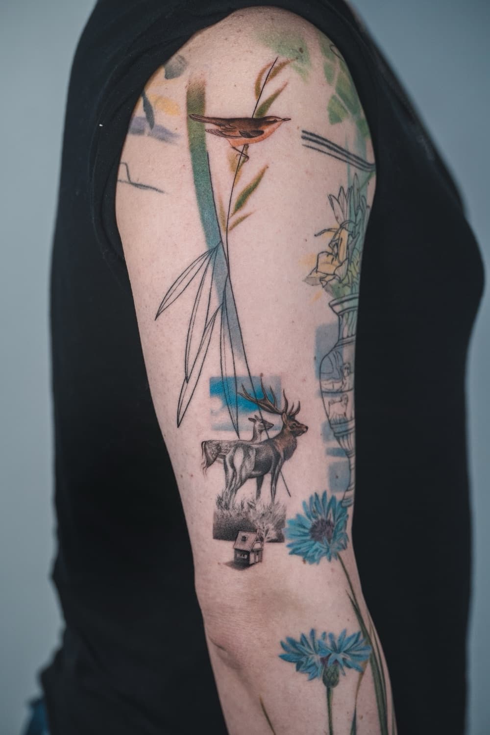 Alev Sarı — Illustrative Sleeve tattoo, Ink People Istanbul